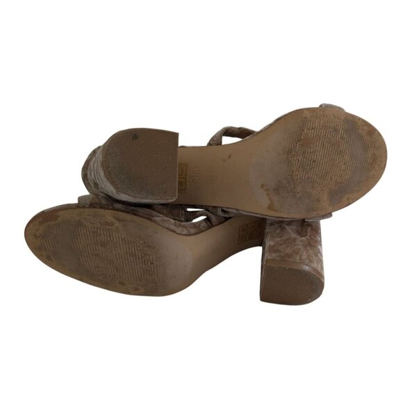 Urban Outfitters UO Velvet Heels Shoes Wedge Platform Block Strap Women Size 10 - Picture 7 of 10